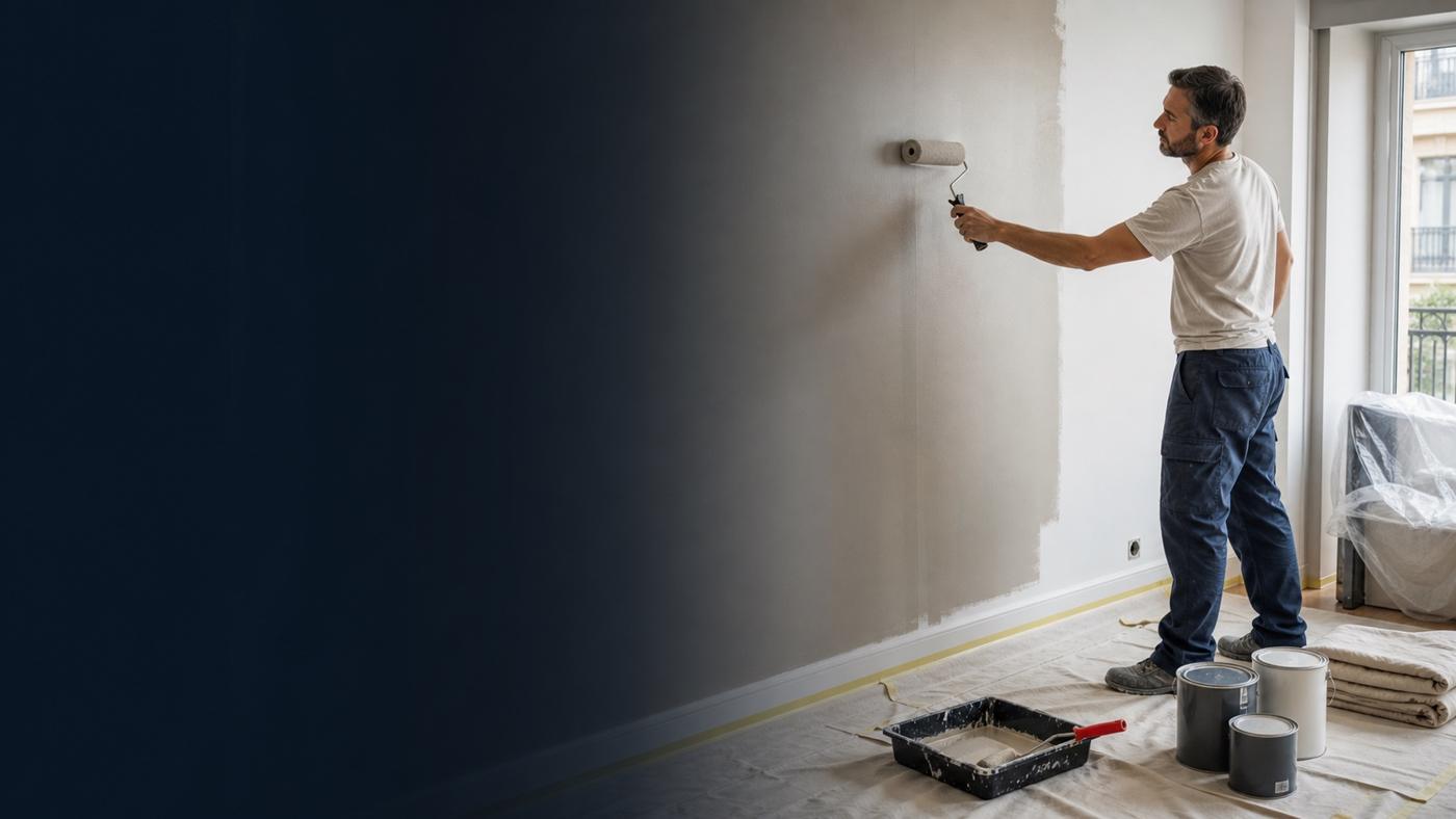Un artisan peintre sur un chantier de rénovation
